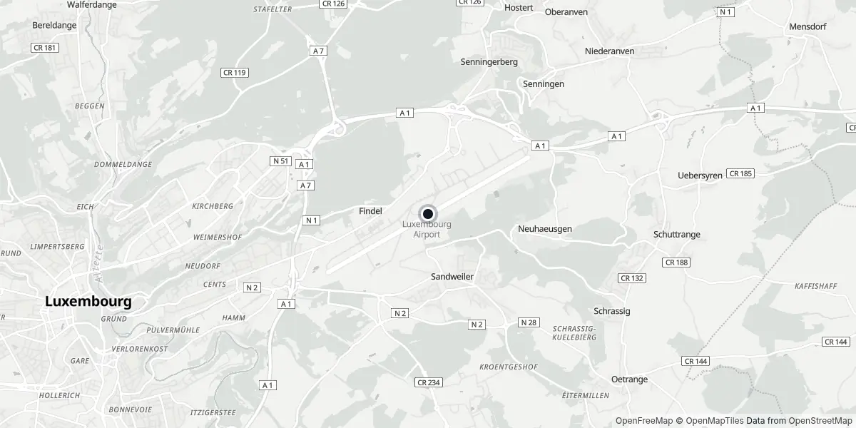 Mappa dell'Aeroporto di Lussemburgo - Findel