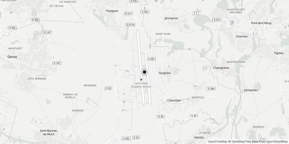 Mappa dell'Aeroporto di Lione - Saint-Exupéry
