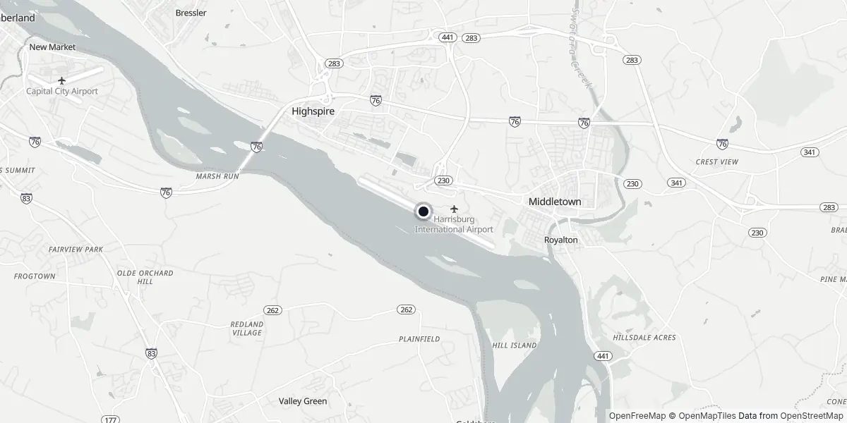 Mapa do Aeroporto de Harrisburg