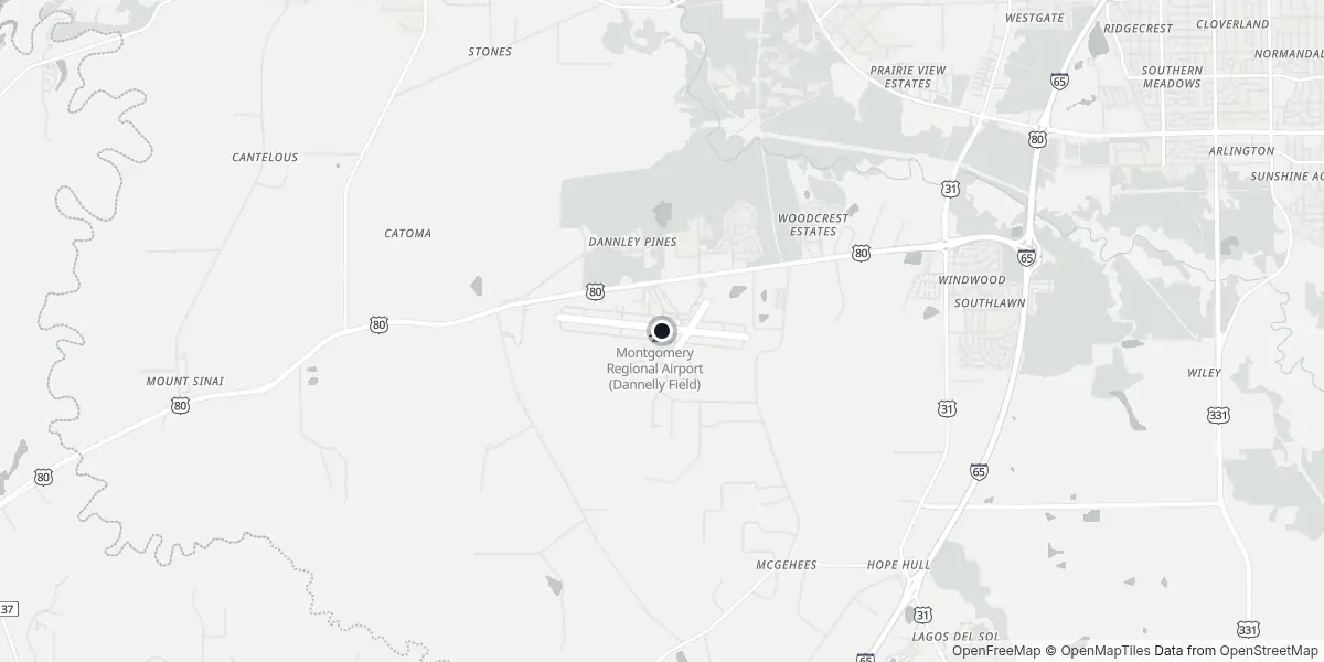 Mappa dell'Aeroporto di Montgomery - Dannelly Field