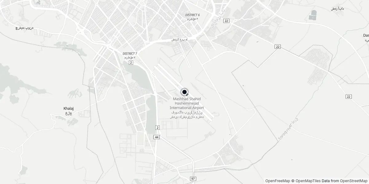 Mapa do Aeroporto de Mashhad