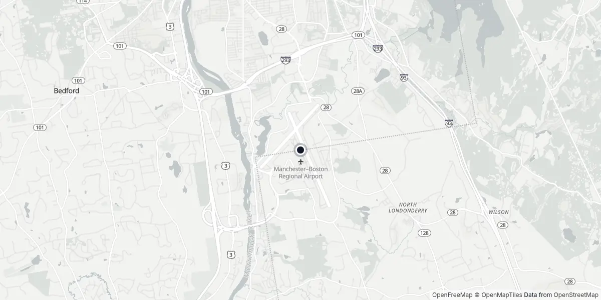 Mappa dell'Aeroporto di Manchester - New Hampshire