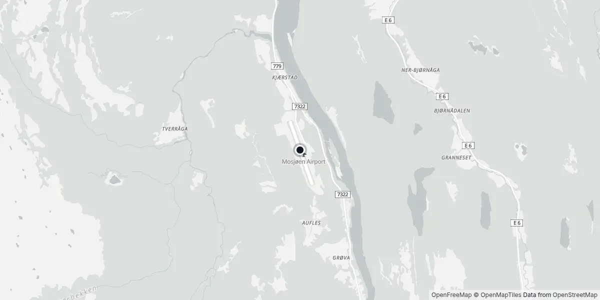 Mapa do Aeroporto de Mosjøen - Kjærstad