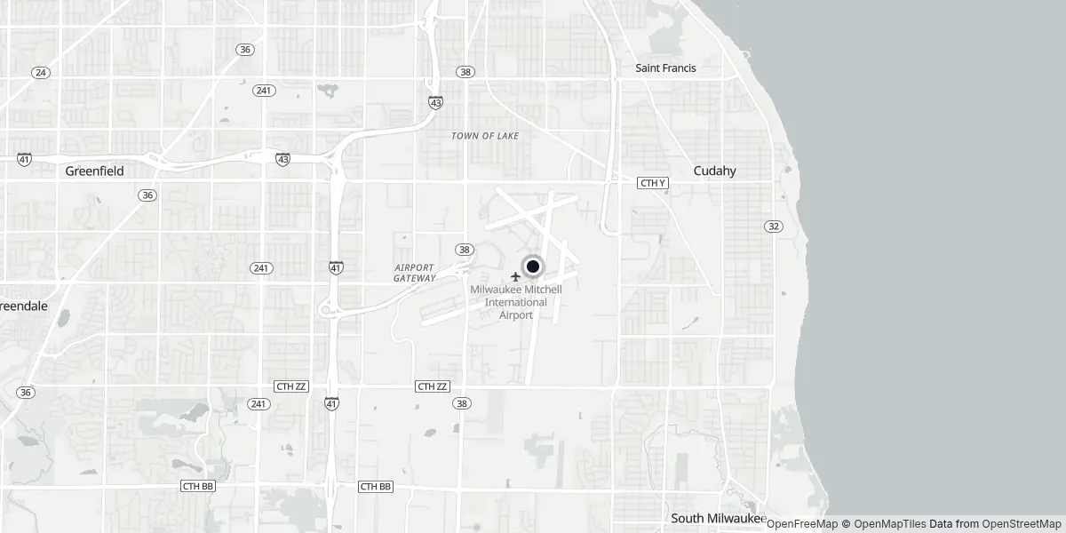 Mapa do Aeroporto de Milwaukee - Mitchell