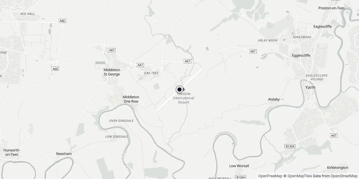 Mappa dell'Aeroporto di Durham - Tees Valley