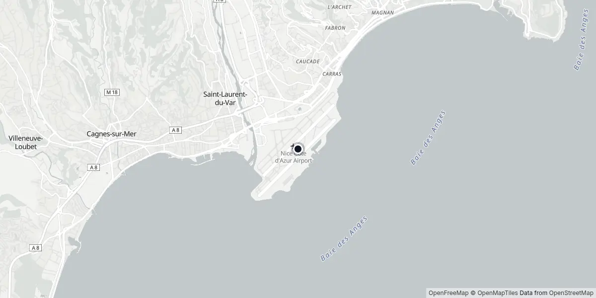 Mappa dell'Aeroporto di Nizza - Côte d'Azur