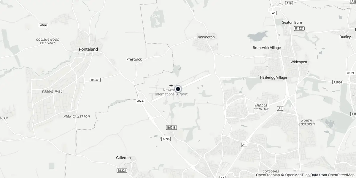 Mapa do Aeroporto de Newcastle