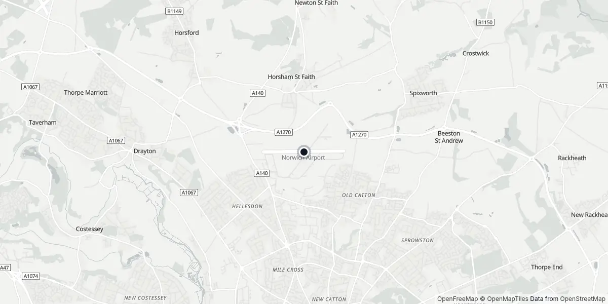 Mapa do Aeroporto de Norwich