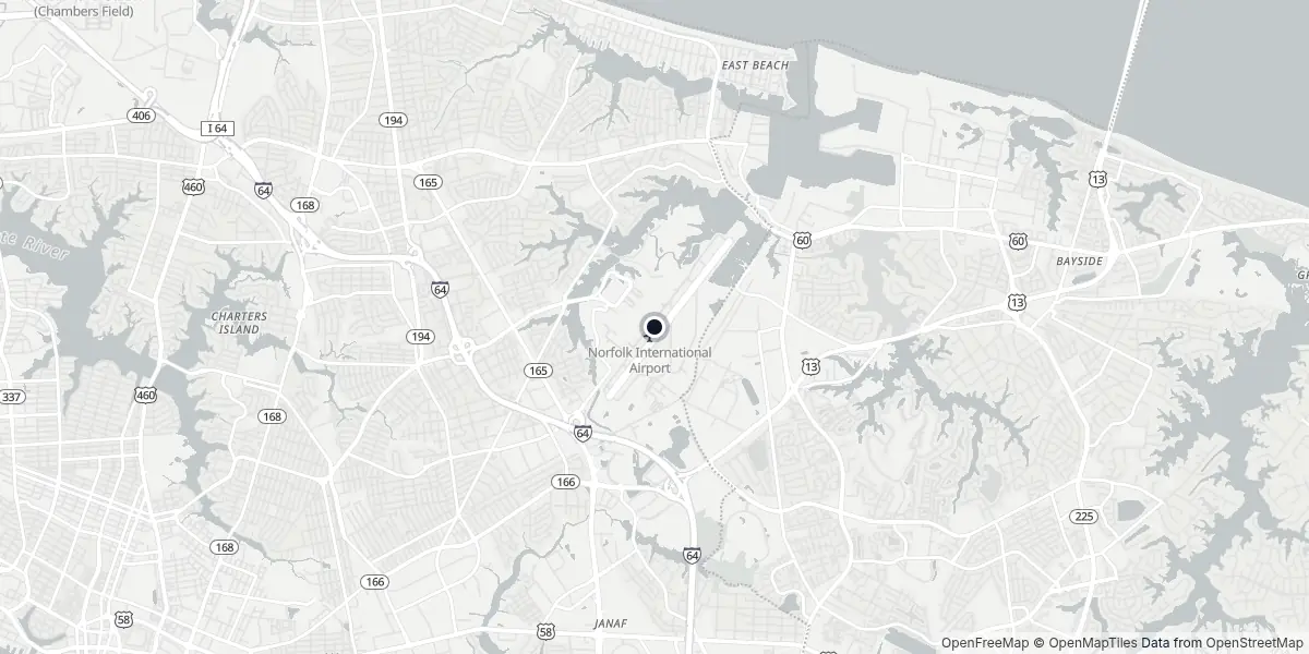 Mappa dell'Aeroporto di Norfolk