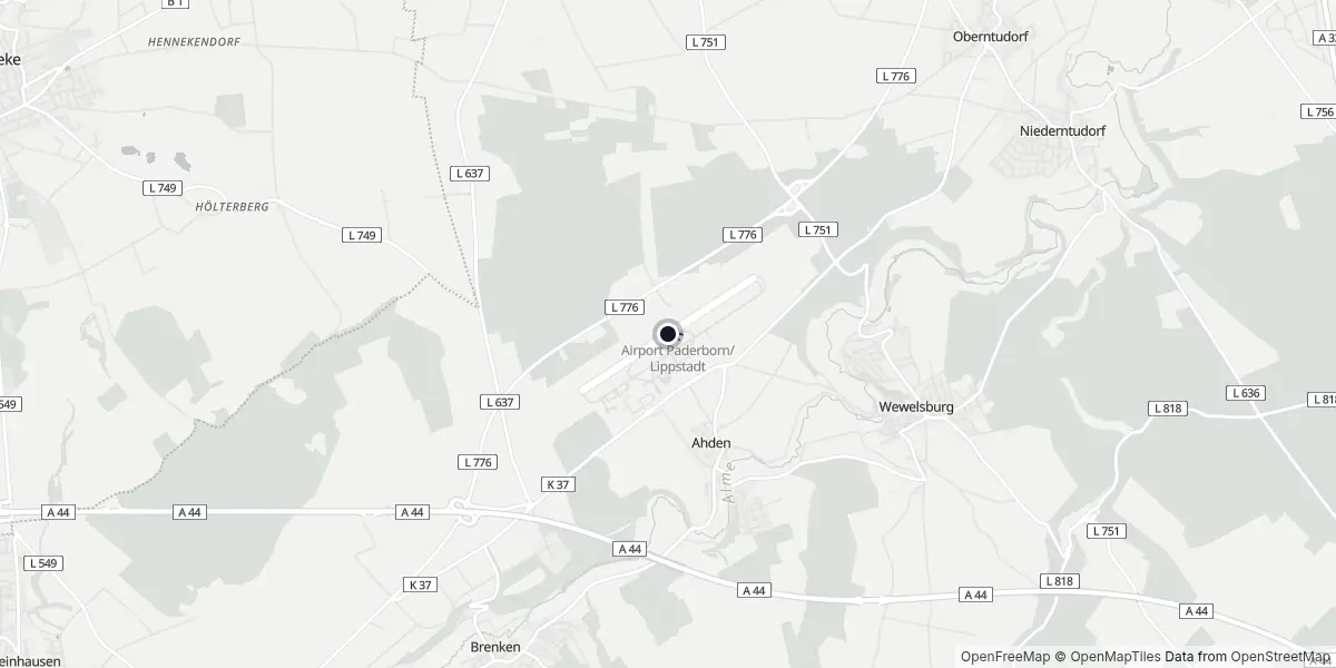 Mappa dell'Aeroporto di Paderborn - Lippstadt