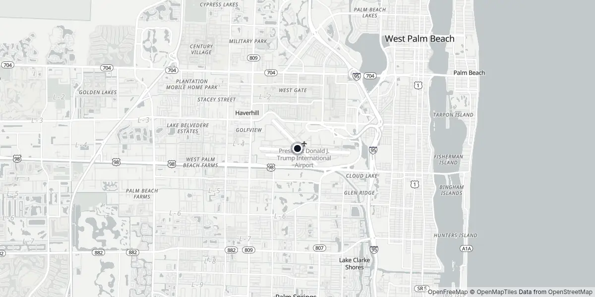 Mappa dell'Aeroporto di Palm Beach