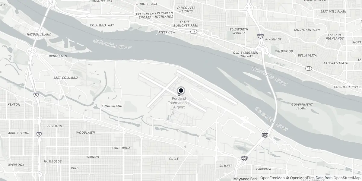Mappa dell'Aeroporto di Portland