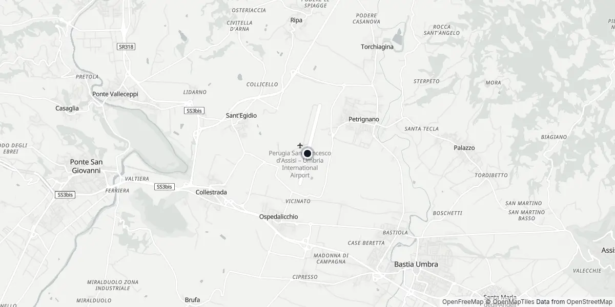 Mappa dell'Aeroporto di Perugia - San Francesco d'Assisi