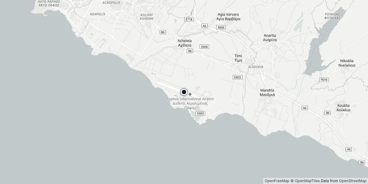 Mapa do Aeroporto de Pafos