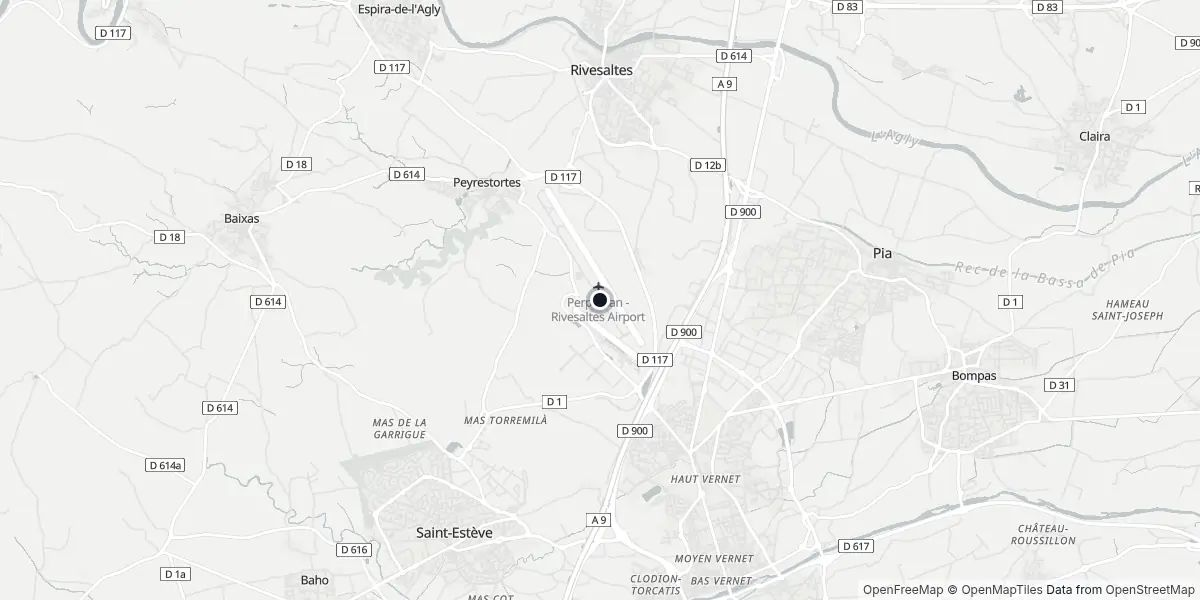 Mappa dell'Aeroporto di Perpignan - Rivesaltes