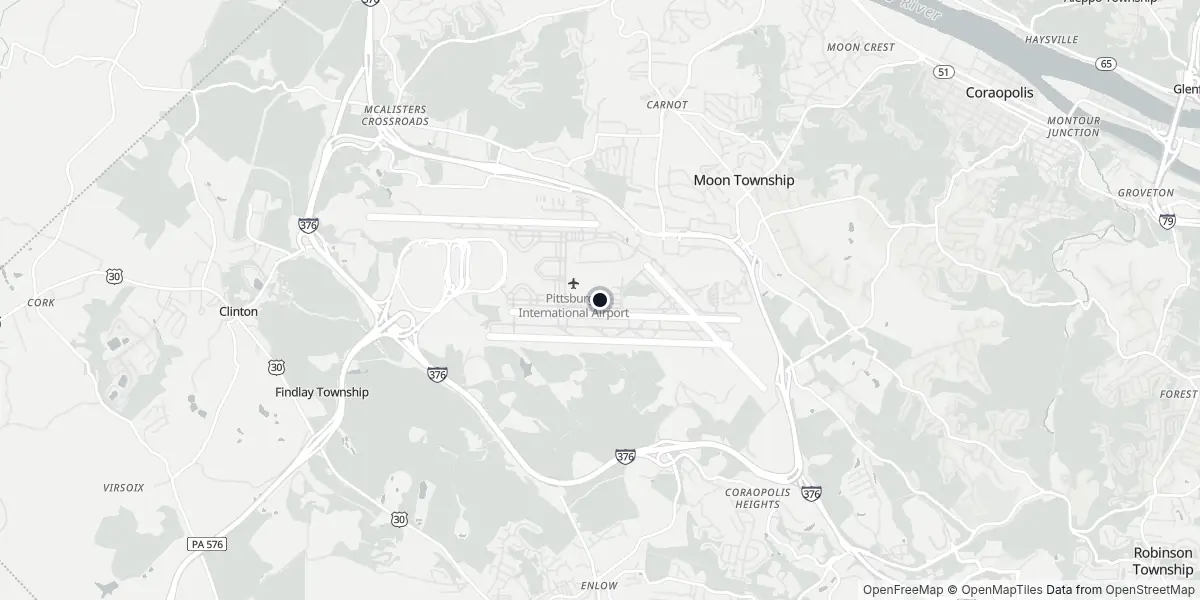 Mappa dell'Aeroporto di Pittsburgh