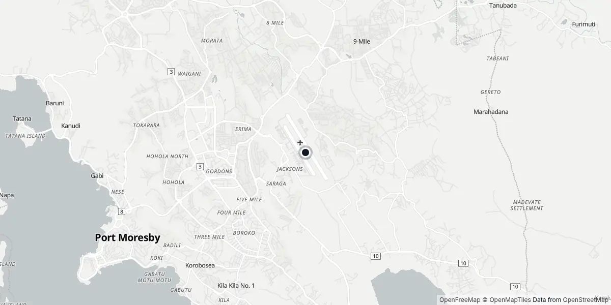 Mapa do Aeroporto de Porto Moresby - Jacksons