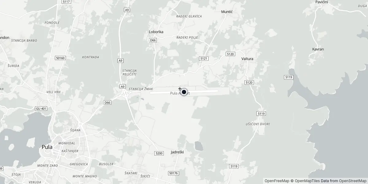 Mapa do Aeroporto de Pula