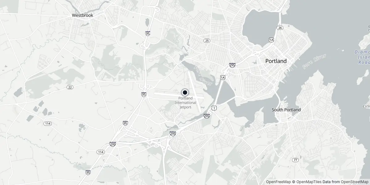 Mapa do Aeroporto de Portland - Jetport