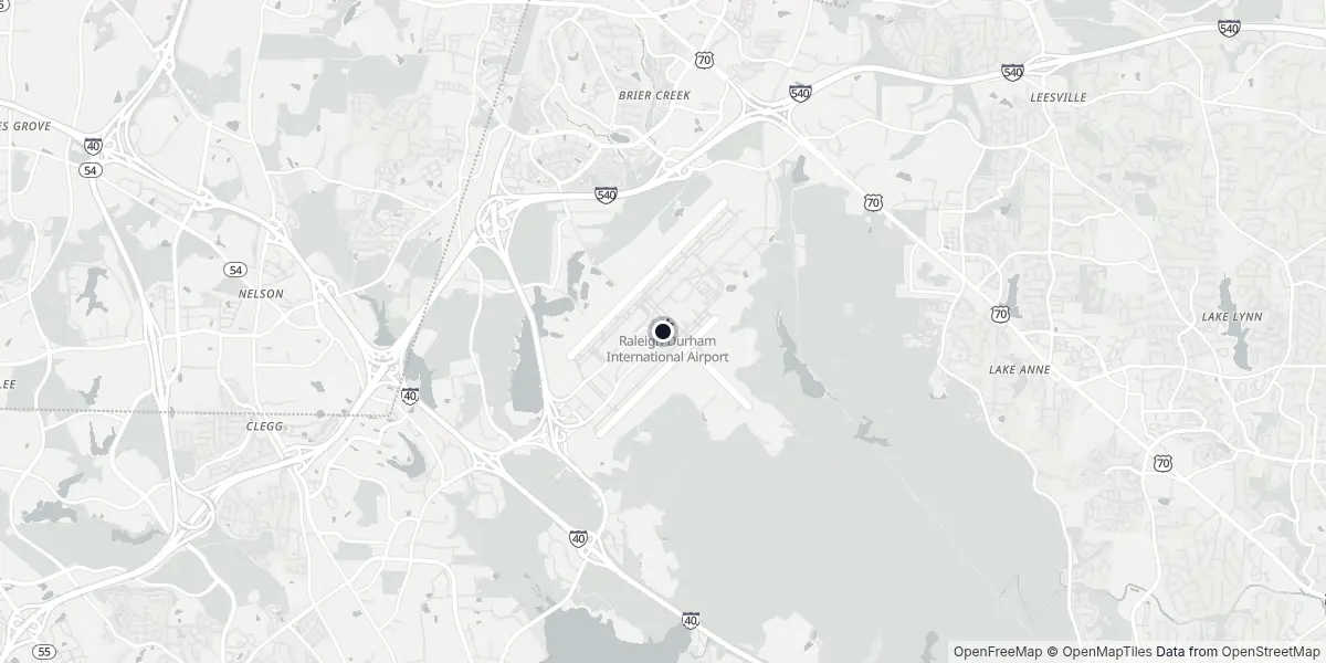 Mapa do Aeroporto de Raleigh-Durham