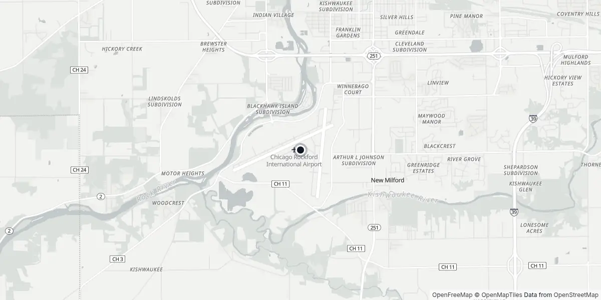 Mappa dell'Aeroporto di Chicago-Rockford
