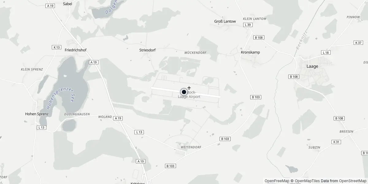 Mappa dell'Aeroporto di Rostock - Laage