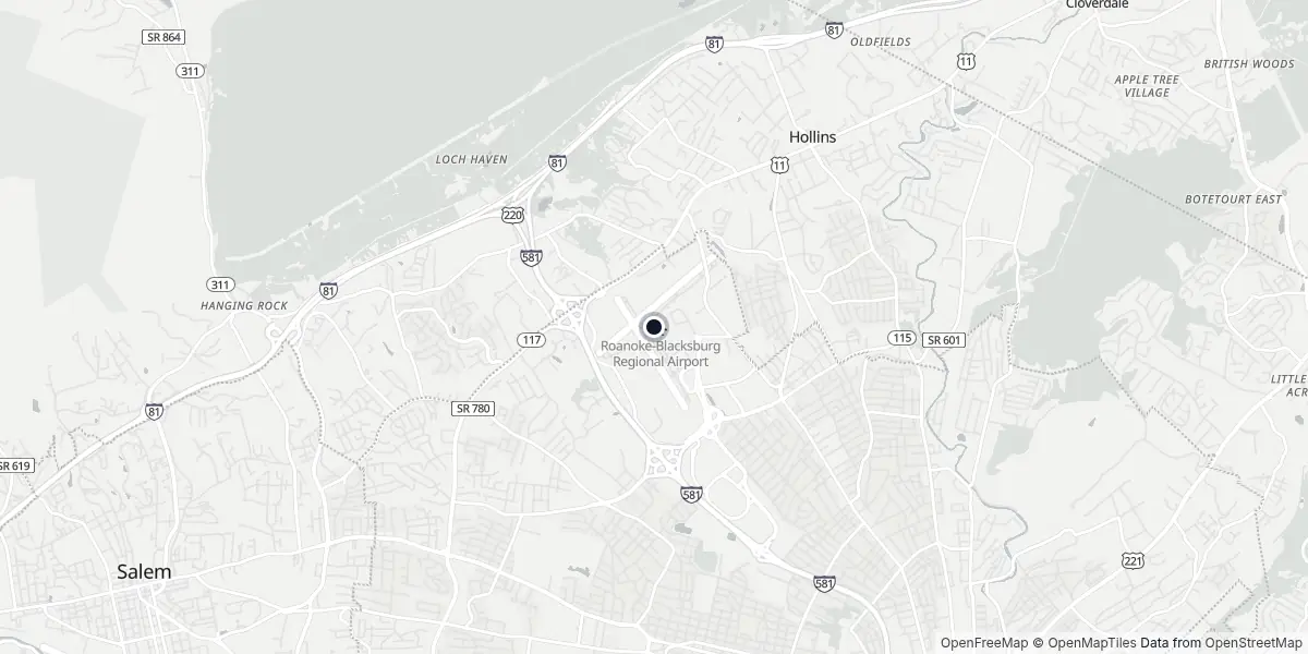 Mappa dell'Aeroporto di Roanoke - Woodrum Field