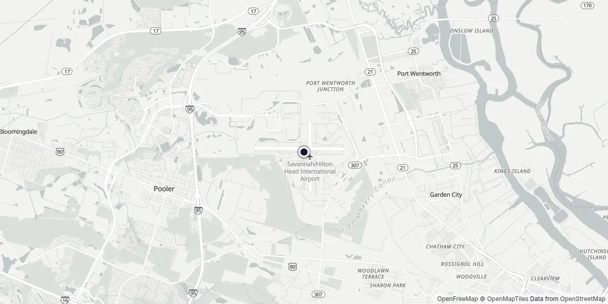 Mappa dell'Aeroporto di Savannah - Hilton Head