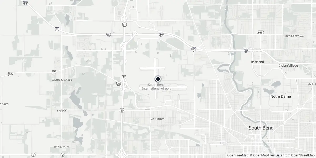 Mappa dell'Aeroporto di South Bend
