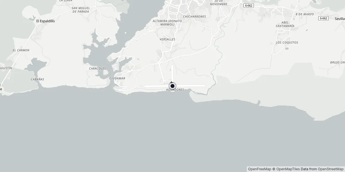 Mapa do Aeroporto de Santiago de Cuba - Antonio Maceo
