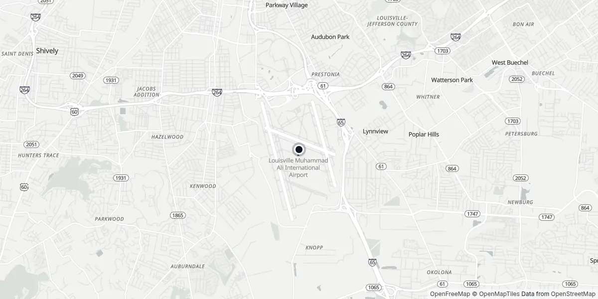 Mappa dell'Aeroporto di Louisville - Muhammad Ali