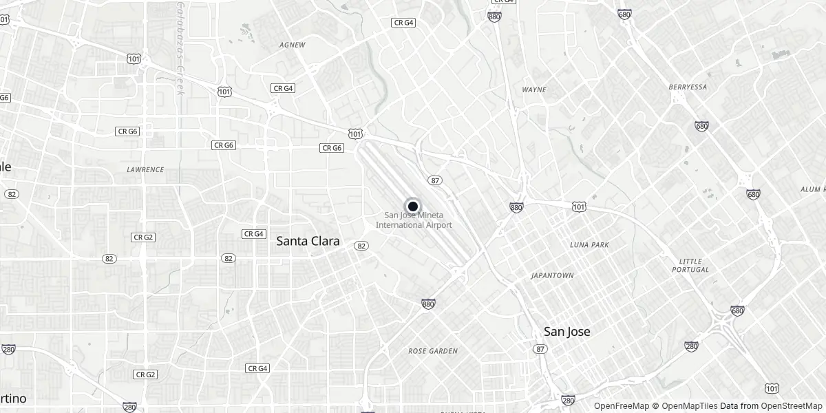 Mappa dell'Aeroporto di San Jose - Norman Y. Mineta