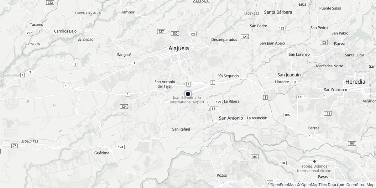 Mapa do Aeroporto de San José - Juan Santamaría
