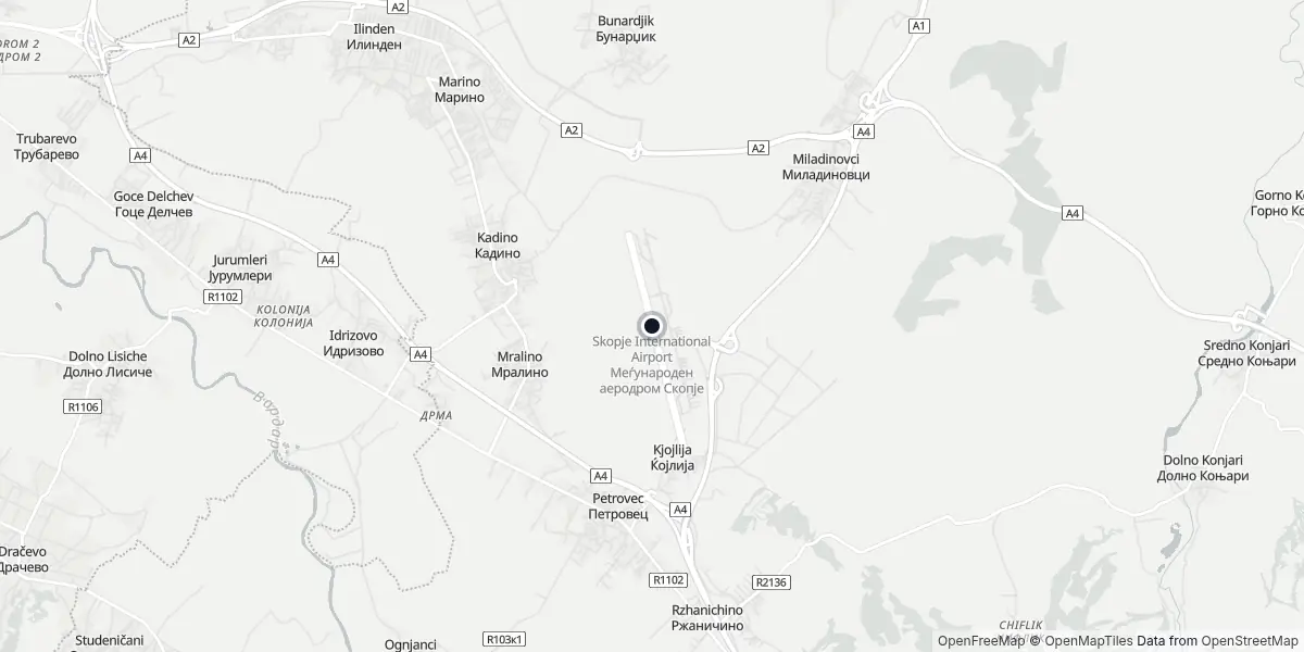 Mappa dell'Aeroporto di Skopje - Alessandro Magno