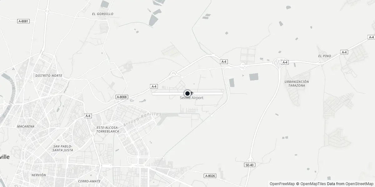 Mapa do Aeroporto de Sevilha
