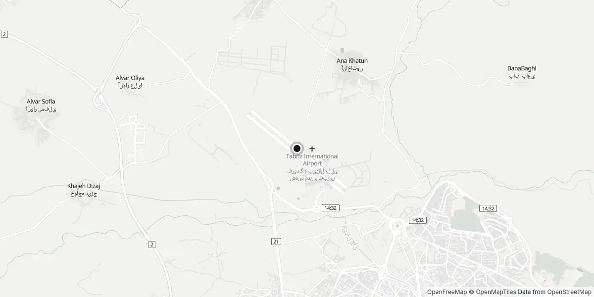 Mappa dell'Aeroporto di Tabriz