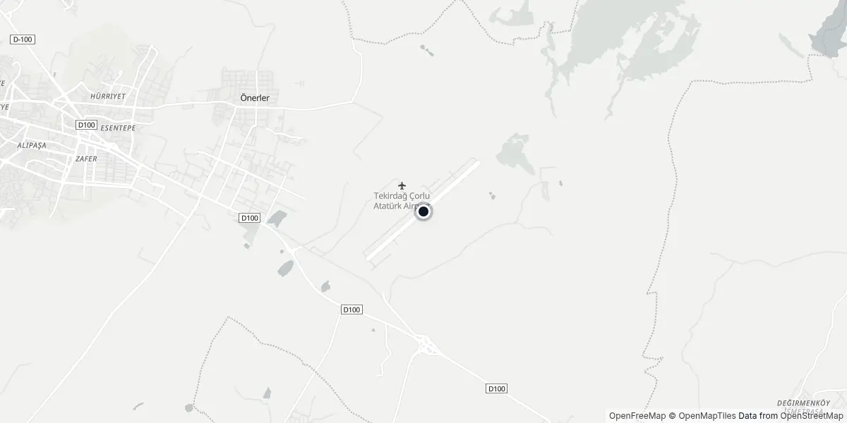 Mapa do Aeroporto de Tekirdağ - Çorlu