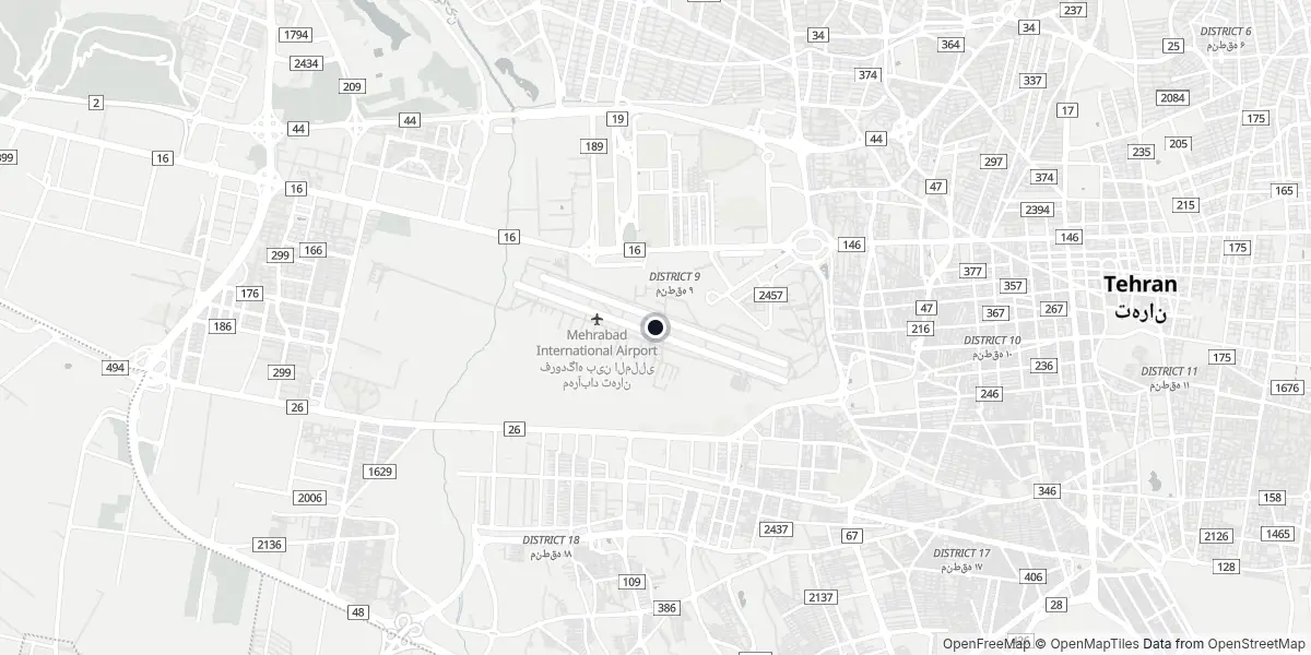 Mapa do Aeroporto de Teerã - Mehrabad