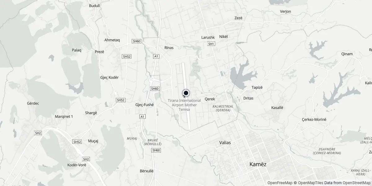 Mappa dell'Aeroporto di Tirana - Madre Teresa