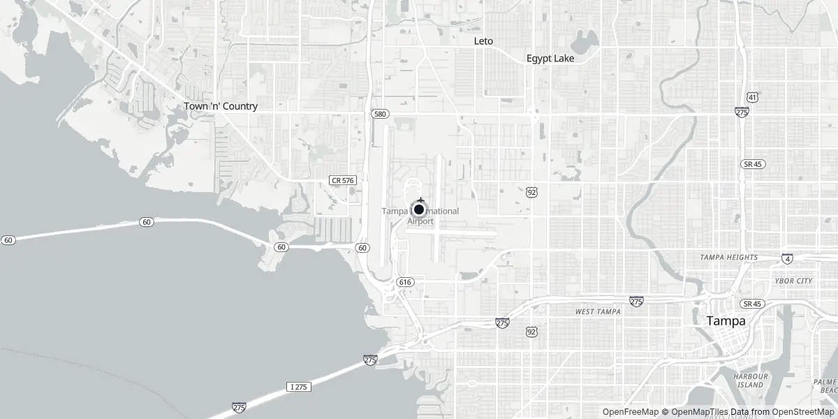 Mappa dell'Aeroporto di Tampa