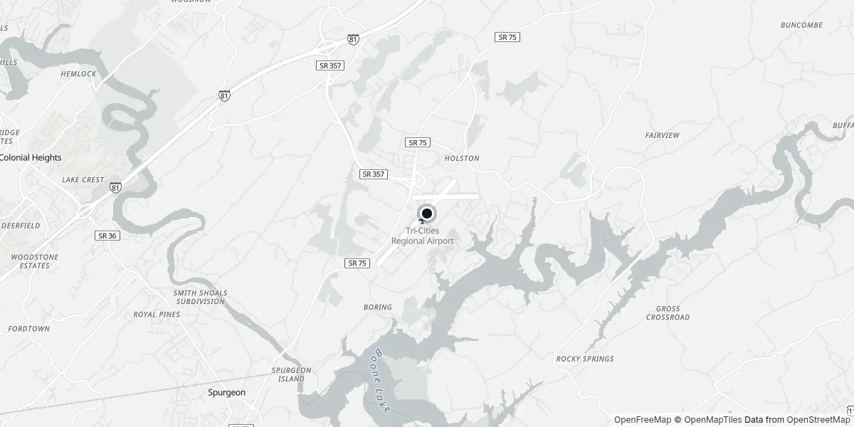 Mappa dell'Aeroporto di Tri-Cities - Tennessee-Virginia