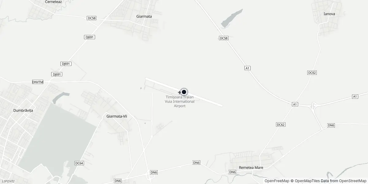 Mapa do Aeroporto de Timișoara - Traian Vuia