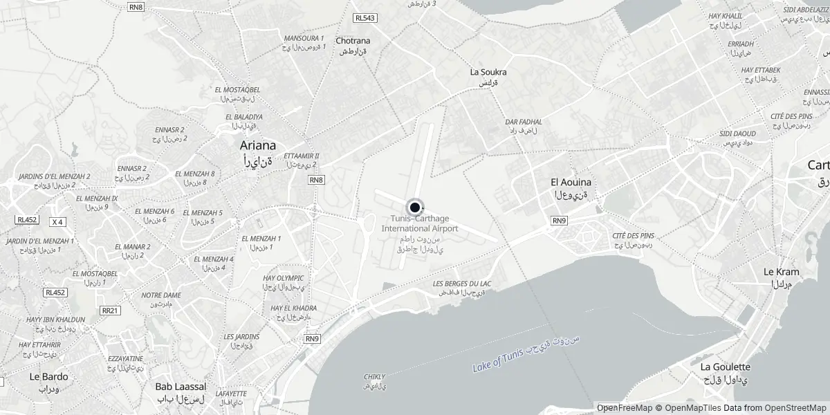 Mapa do Aeroporto de Tunes - Cartago