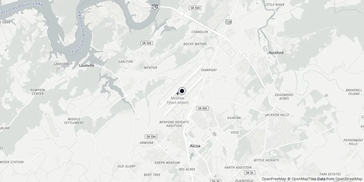 Mapa do Aeroporto de Knoxville - McGhee Tyson