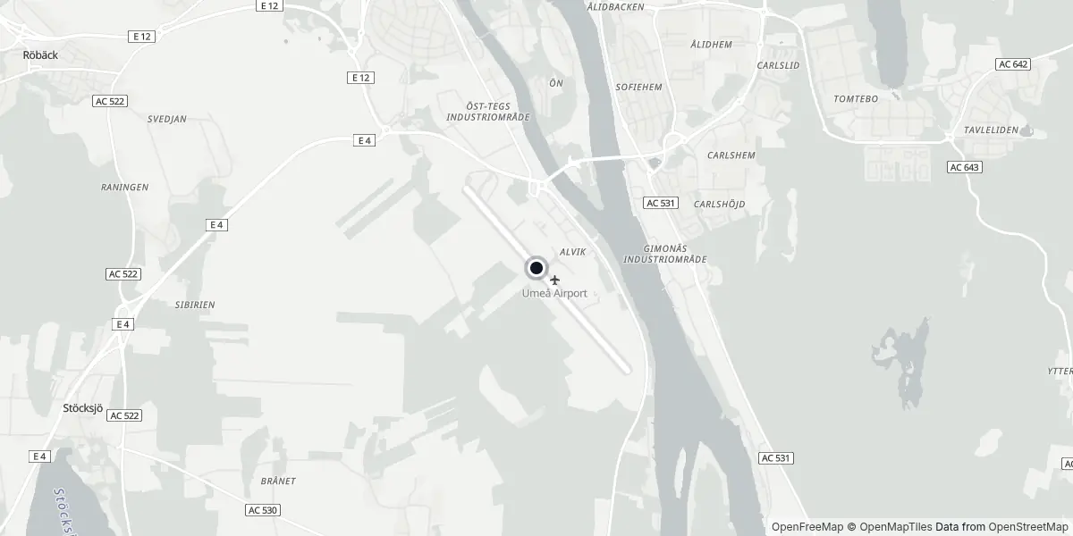 Mappa dell'Aeroporto di Umeå