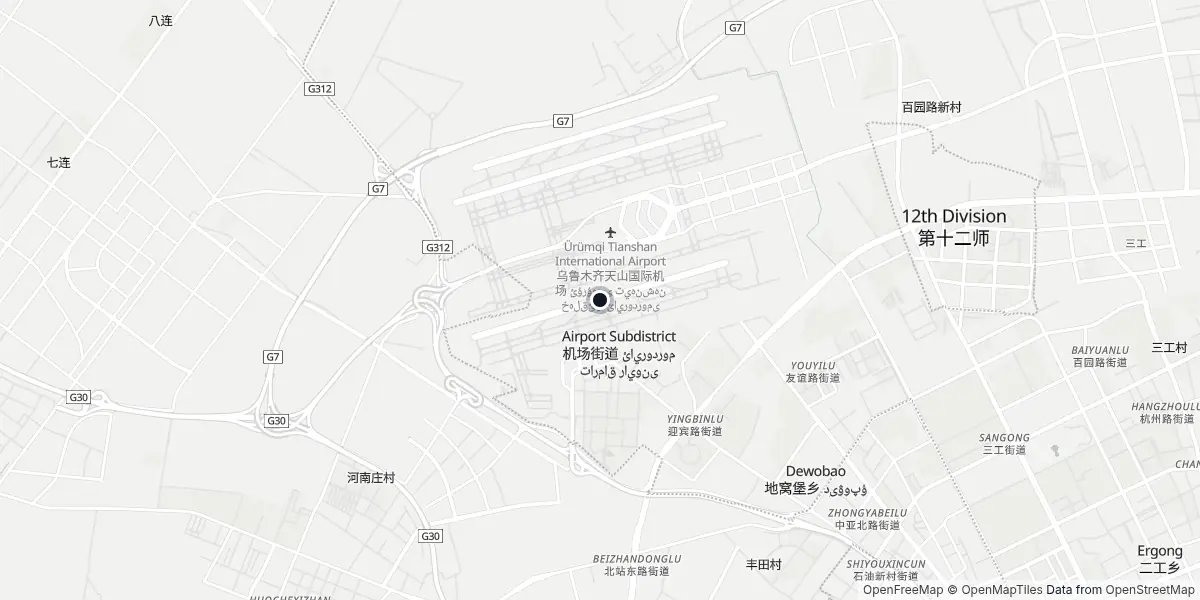 Mappa dell'Aeroporto di Ürümqi - Diwopu
