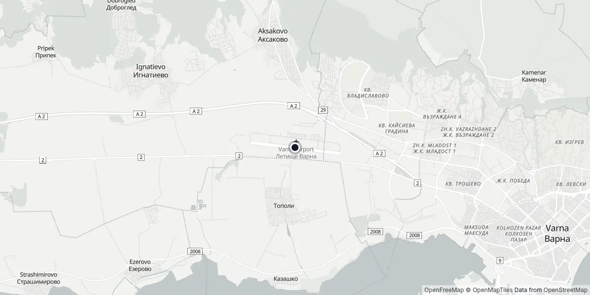 Mappa dell'Aeroporto di Varna