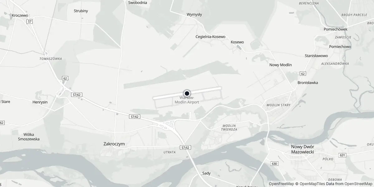 Mapa do Aeroporto de Varsóvia - Modlin