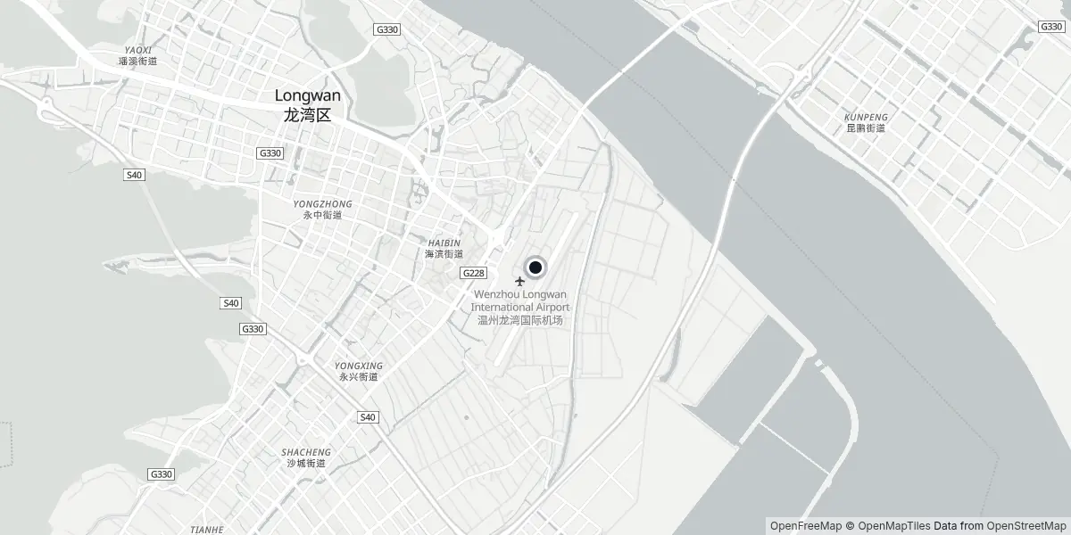 Mapa do Aeroporto de Wenzhou - Yongqiang