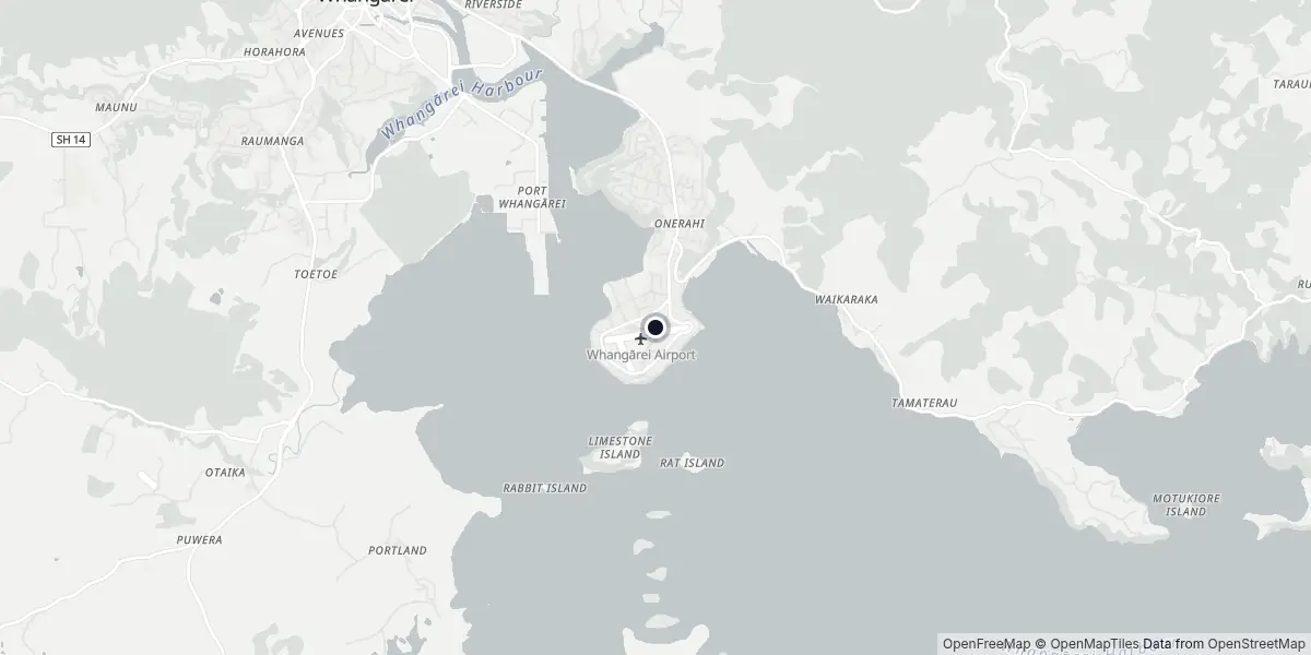 Mapa do Aeroporto de Whangarei